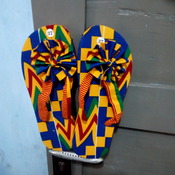 Flops branded with African print