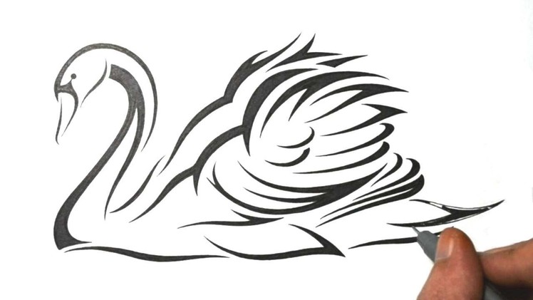 How to Draw a Swan - Tribal Tattoo Design Style