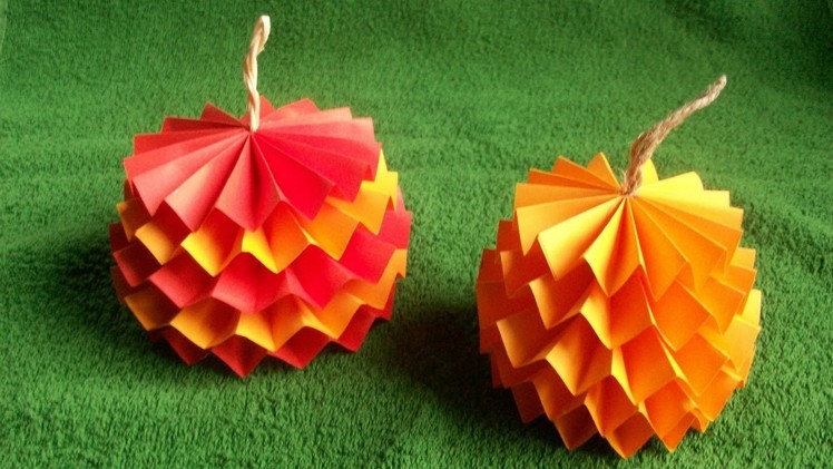 How to Make a 3D Easy Pumpkin out of Paper for Halloween, Fall, Thanksgiving Day Decorations