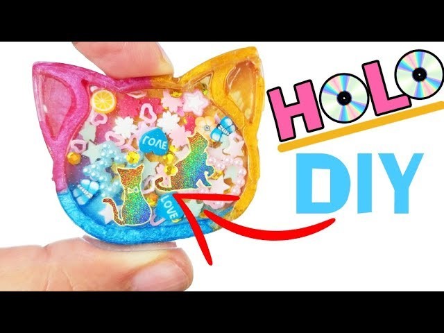 HOW TO MAKE HOLO DIY CRAFT ASMR RELAXING Cat Shaker Charm epoxy resin mold