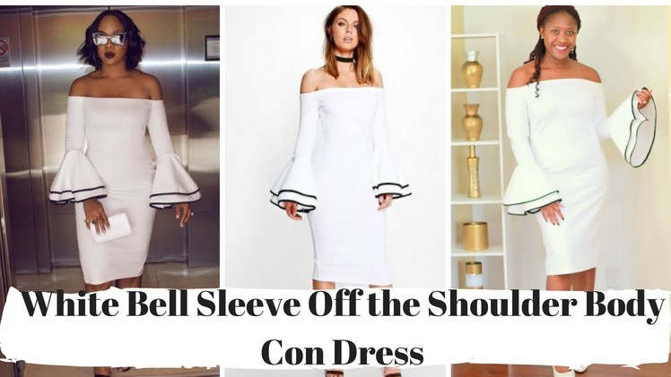 How to Sew A White Bell Sleeve Off the Shoulder Bodycon Dress