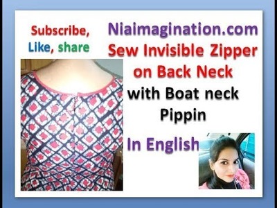 Invisible zipper with boat neck design step by step | in English