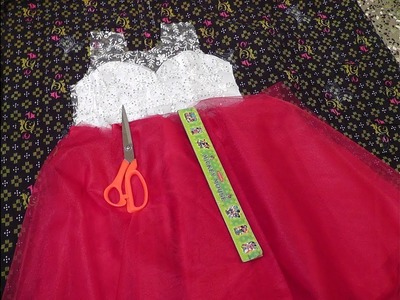 KIDS PRINCESS CUT FANCY  PARTY WEAR NET FROCK CUTTING AND STITCHING PART - 1