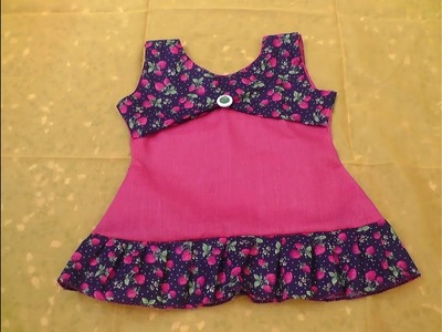 KIDS SUMMER SIMPLE COTTON FROCK CUTTING AND STITCHING
