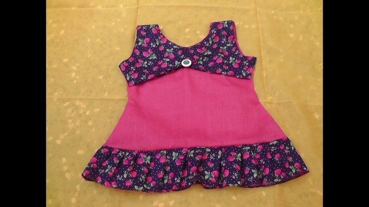 KIDS SUMMER SIMPLE COTTON FROCK CUTTING AND STITCHING