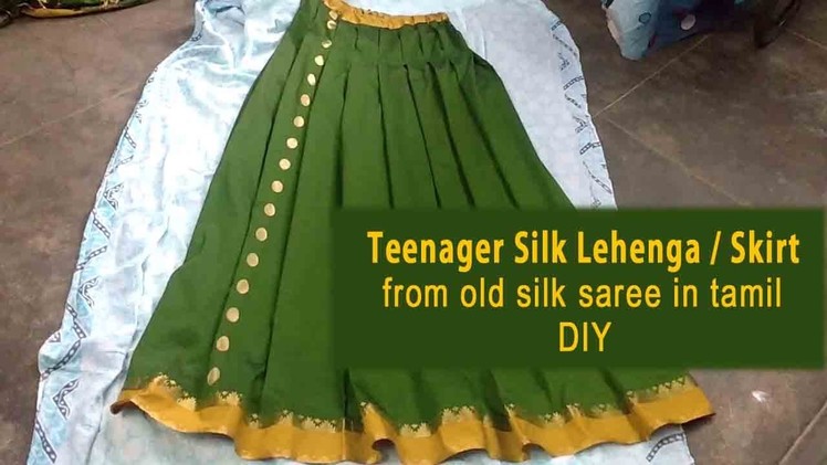 Long skirt cutting and stitching in tamil from Old Silk Saree (DIY) | how to make skirt from saree