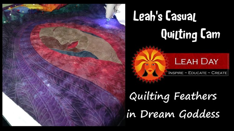 Quilting Beautiful Feathers in Dream Goddess Quilt