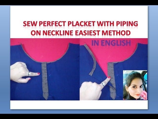 Sew perfect placket with piping on Neckline easiest method | in English