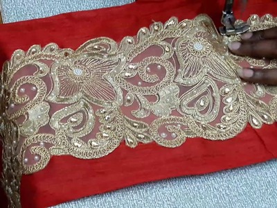 Stitching saree border on fabric (making of saree border)