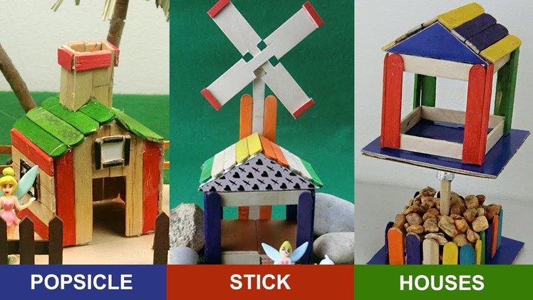 4 Miniature Popsicle Stick Houses - Easy and Quick Craft ideas