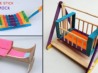 5 Easy Popsicle Stick Crafts | Miniature Cradle and Hammock - DIY & Craft ideas for kids