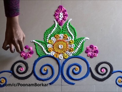 Beautiful and innovative rangoli design | Easy rangoli designs by Poonam Borkar