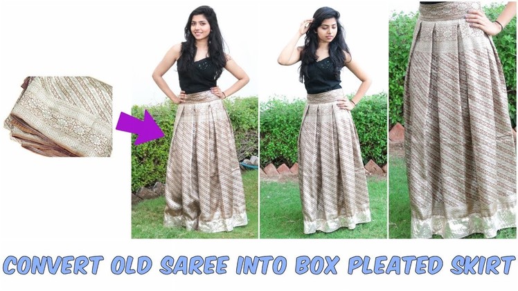 Convert Old Saree into Box Pleated Skirt| No Maths Needed|Wedding season Outfit DIY