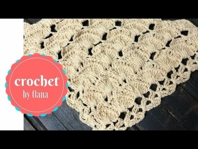 Crochet criss cross shells shawl by Oana
