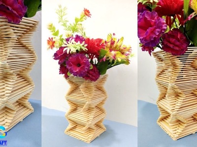 DIY | Flowers vase making | Ice cream stick craft | DIY home decor