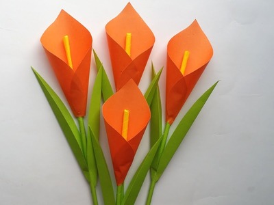 DIY: How to Make Calla Lily Paper Flower !!! Very Easy Origami Flower for Beginners !!!