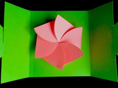 DIY, How To Make Folding Folwer Card With Paper | کاردستی، ساخت گل کاغذی