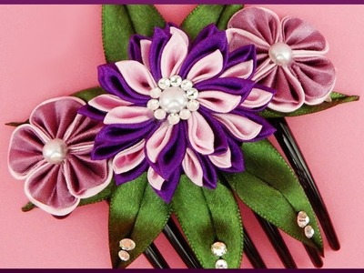 DIY Kanzashi | Stoffblumen Haarkamm | Ribbon flower hair comb | accessories