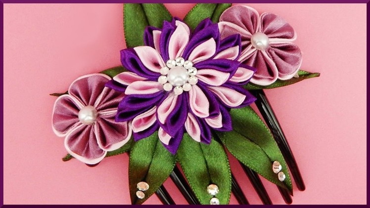 DIY Kanzashi | Stoffblumen Haarkamm | Ribbon flower hair comb | accessories