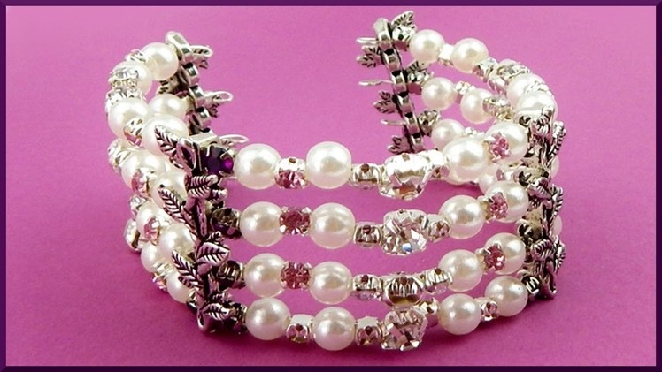 DIY Memory wire | Strassstein Perlen Armband | Rhinestone beaded bracelet | Beadwork jewelry
