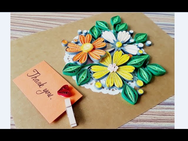 DIY Paper quilling Flower Card Design 39. Quilling flower. Greeting Card