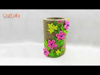 DIY Paper Quilling Pen stand | Best out of waste | DIY quilling flowers