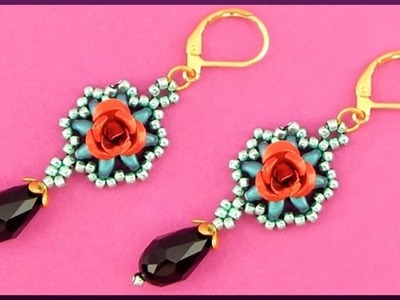 DIY | Perlen Blumen Ohrringe | Schmuck | Beaded flower earrings | Beadwork jewelry