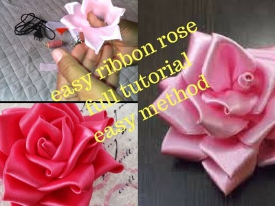 DIY Satin ribbon rose,how to make satin ribbon flower full tutorial,how to kanzashi step by step