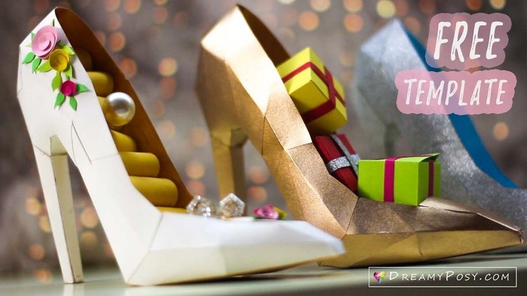 Free template: How to make paper 3D high heel shoe