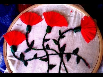 Hand embrodery flowers and leaves making