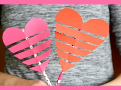 Heart On a Paper Straw - Valentine's day craft for kids