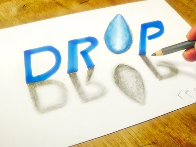 How to Draw 3D Text Drop - Drawing 3D Letters Drop - Vamos