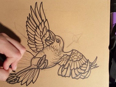 How to Draw a Crow Tattoo style