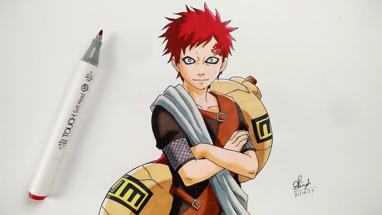 How to Draw Gaara - Step By Step (Tutorial) - Naruto