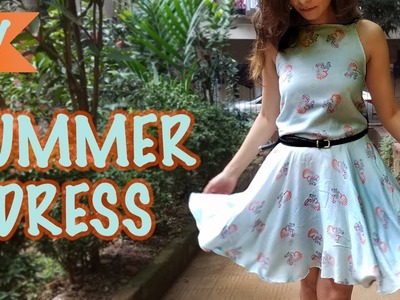 How to make a Summer Dress | DIY Beginners Skater Dress Tutorial | Circle Skirt | Kreena Desai