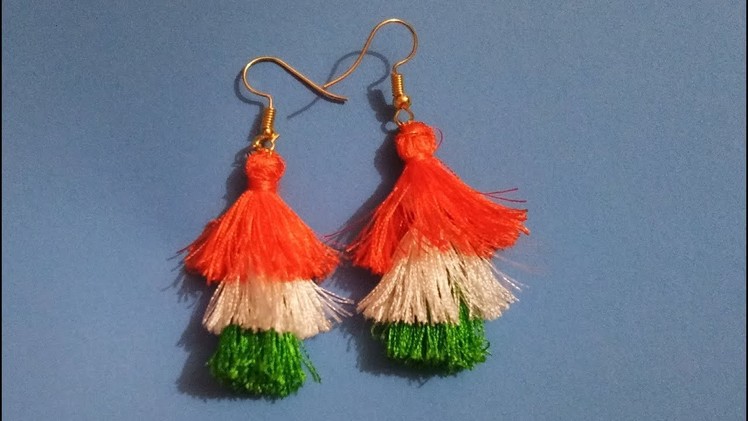 How to make earrings with silk threads for Republic Day | Independence Day | Tricolour