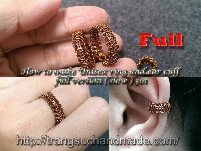 How to make Unisex ring and ear cuff  - How to make basic Macrame ring - full version ( slow ) 301