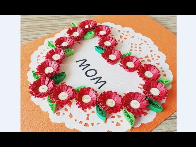 Kids Craft. DIY Quilling Paper for kids learning 06. Quilling Flower Craft. Flower Card