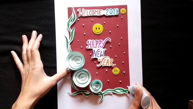 New Year Greeting Card 2018 || Card idea for New Year Wishing || easy making