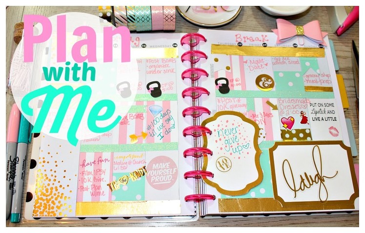 Plan with me | Pink, Mint Green and Gold | Happy Planner 2016