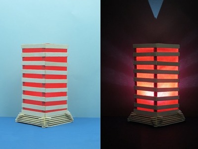 Popsicle stick Night Lamp Handmade craft || How To Make A Night Lamp || DIY night lamp