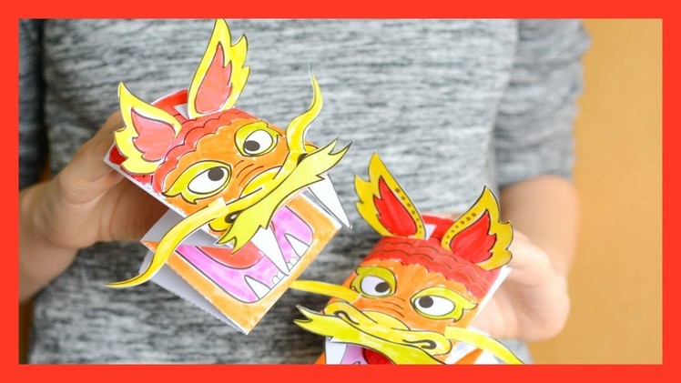 Printable Chinese Dragon Puppet - Chinese new year craft for kids