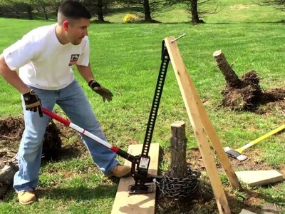 Remove tree stump with hi-lift jack