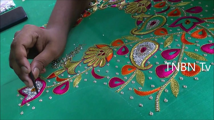 Simple maggam work blouse designs | hand embroidery stitches basic | basic embroidery designs