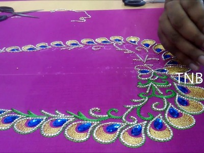 Simple maggam work blouse designs | embroidery stitches for beginners | hand embroidery designs
