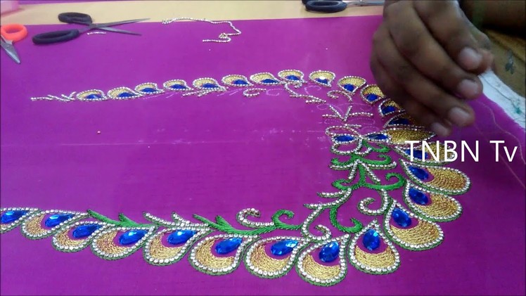 Simple maggam work blouse designs | embroidery stitches for beginners | hand embroidery designs