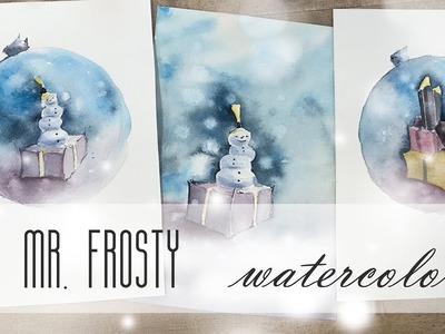 Snowman and Presents Cards -  Watercolor Painting Tutorial