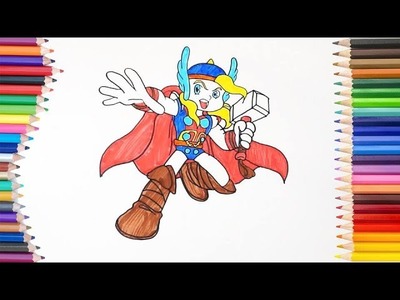Thor Drawing for Kids Coloring Pages - Learn Colors Art for Children