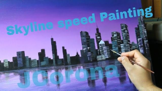 Time lapse painting of a skyline