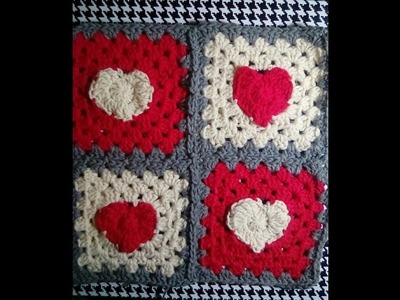 Crochet Continuous Join for Heart Granny Square Pattern